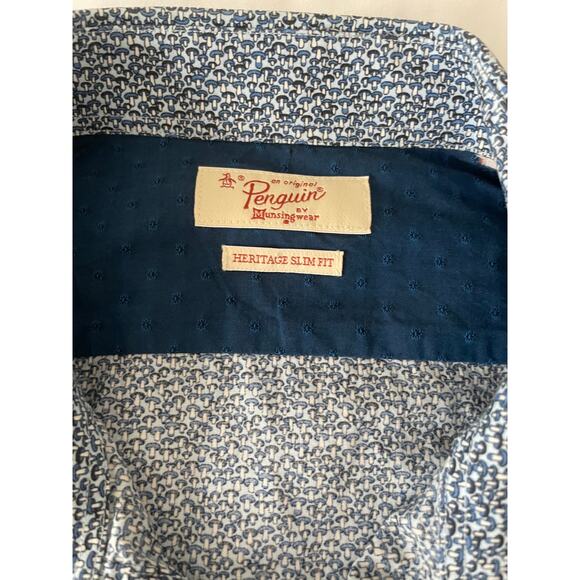 Penguin by Munsingwear Long Sleeve button up Mushroom print Heritage Slim Fit - Picture 4 of 7
